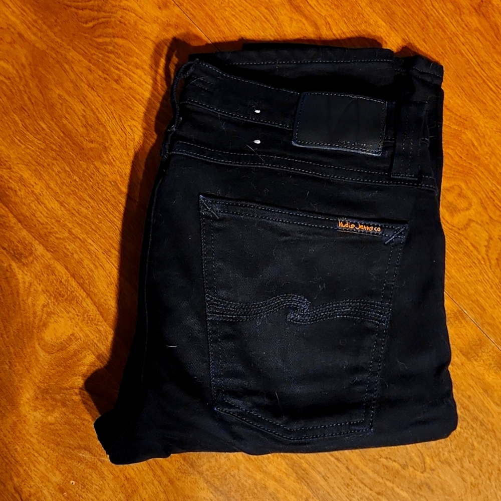 Nudie Jean's. Black Black. Tube Tom. 31x32